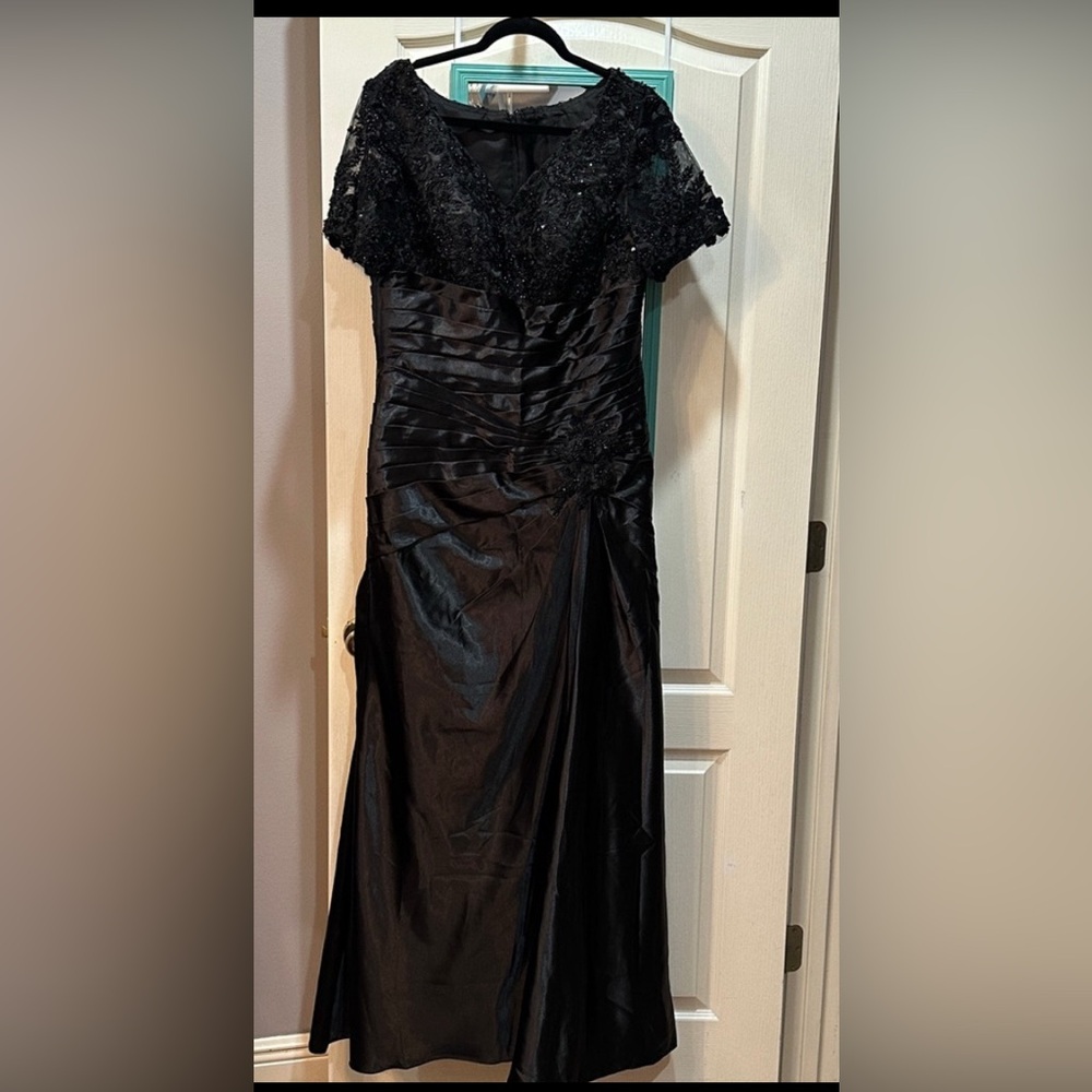 NWT Sophisticated Black Formal Beaded top and satin bottom